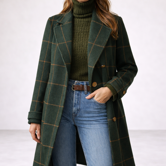 Onna || Abrigo con Estampado de Cuadros